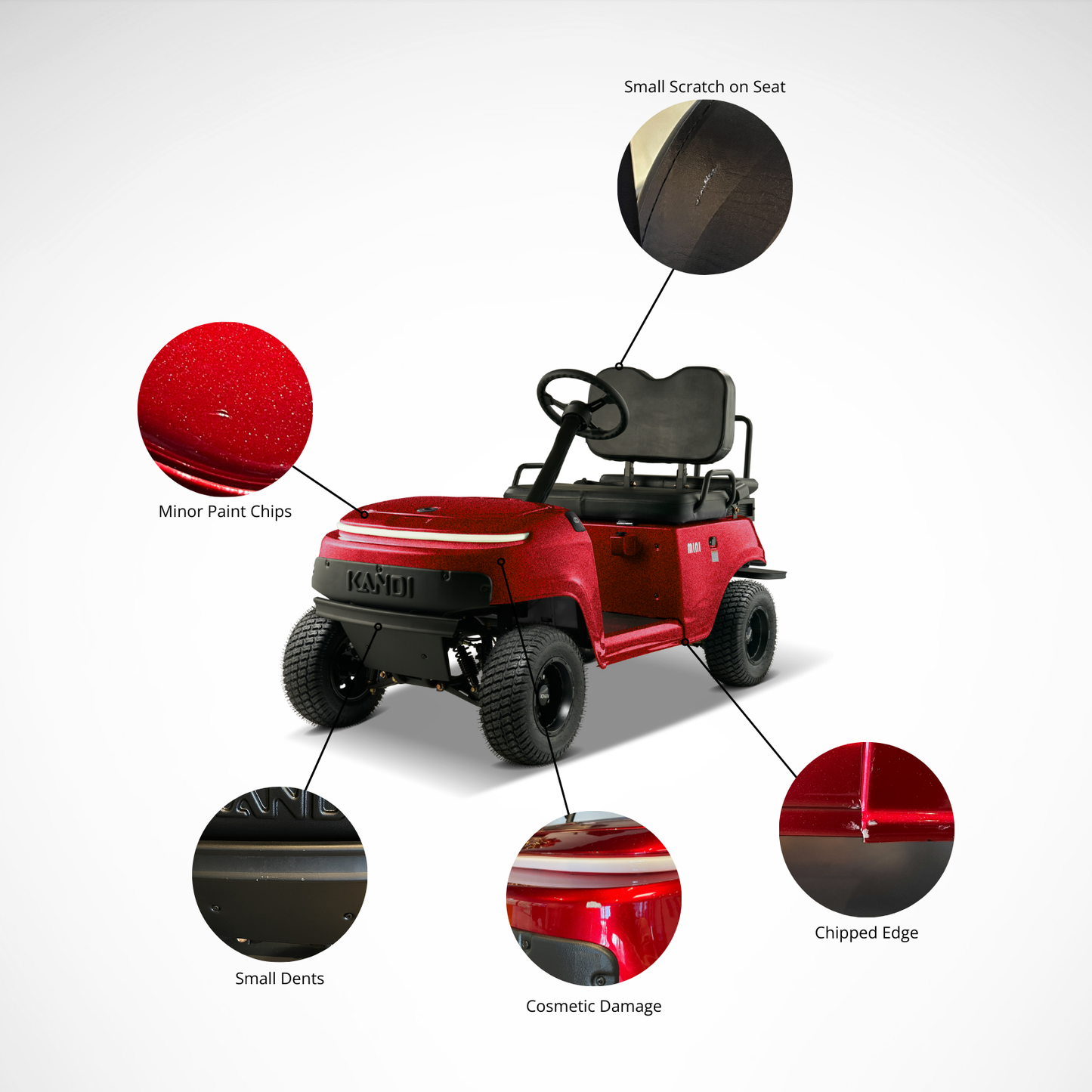 Red Collapsible Mini Cart (Demo Vehicle) (Roof and Foldable Windshield Included)